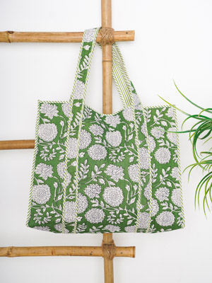 Olivia ~ Quilted Cotton Shopping Tote Bag