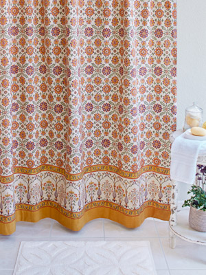 Orange Blossom ~ Persian Mediterranean Floral Shower Curtain