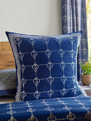 Pacific Blue (CP) ~ Rustic Navy Blue Ocean Oriental Euro Sham