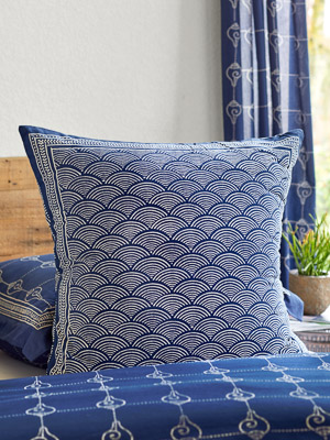 Pacific Blue ~ Rustic Navy Blue Ocean Oriental Asian Euro Sham