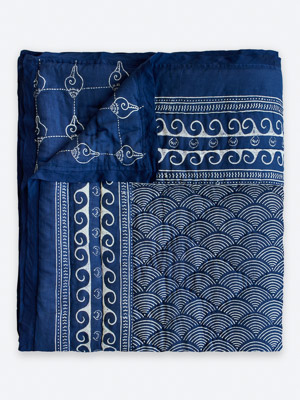 Pacific Blue ~ Jaipuri Razai Quilt