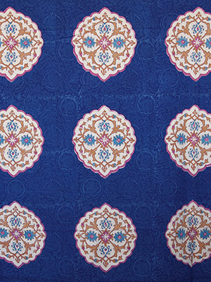 Sultans Palace ~ Blue and White Fabric Swatch with Medallions