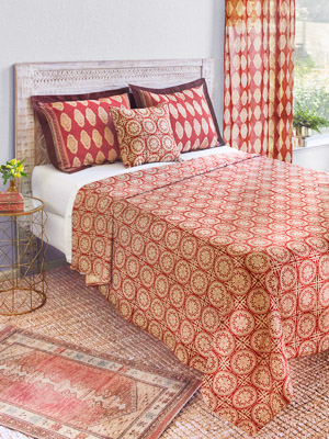 Spice Route (CP) ~ Red Mandala Sun Print Bedspread