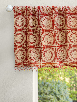 Spice Route (CP) ~ Red Mandala Sun Print Window Valance