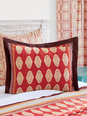 Spice Route ~ Red Orange Moroccan Indian Pillow Sham