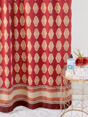 Spice Route ~ Red Orange Moroccan Indian Shower Curtain