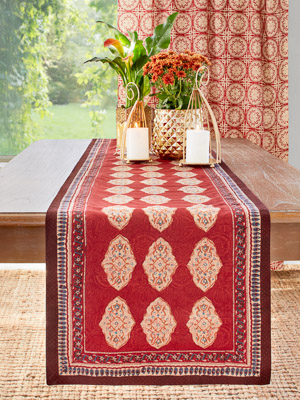 Spice Route ~ Red Orange Moroccan Indian Table Runner