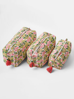 Madagascar Periwinkle - Vanilla ~ Quilted Makeup Bag Set