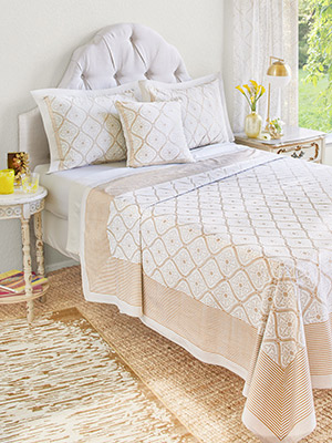 Vanilla Glace ~ White Gold Romantic Elegant Bedspread