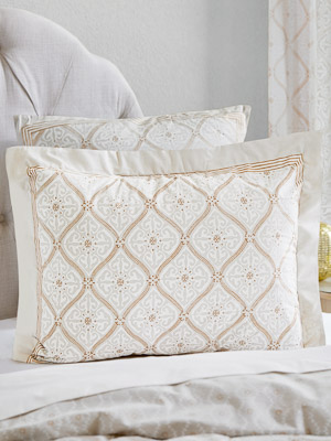 Vanilla Glace ~ White Gold Romantic Elegant Luxury Pillow Sham