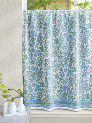 Woodland Ferns (CP) ~ Botanical Print Sage Green Kitchen Curtain