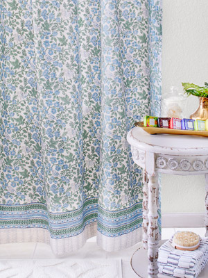 Woodland Ferns - (CP) ~ Light Blue, Sage Green Shower Curtain