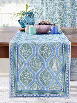 Woodland Ferns ~ Botanical Print Sage Green Table Runner
