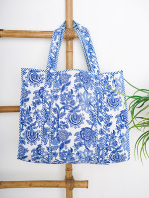 Windsor Garden ~  Quilted Cotton Shopping Tote Bag