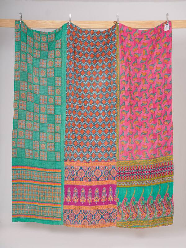 Urmila Meena ~ Vintage Kantha Quilt Sari Bedspread