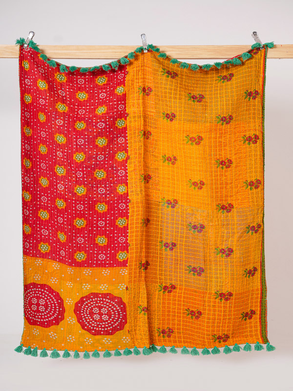 Vimla Meena ~ Vintage Kantha Quilt Sari Throw