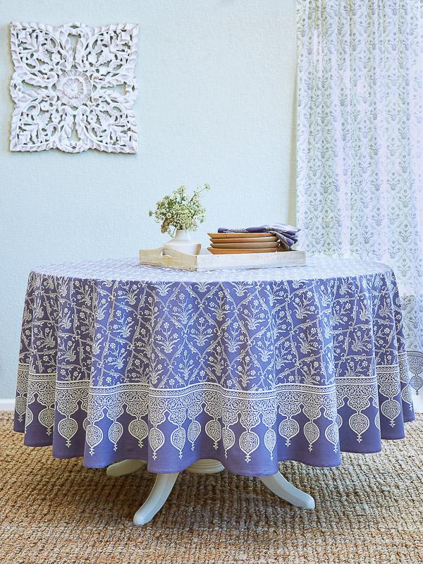 Victorian Lilac ~ Purple Floral Bohemian Round Tablecloth