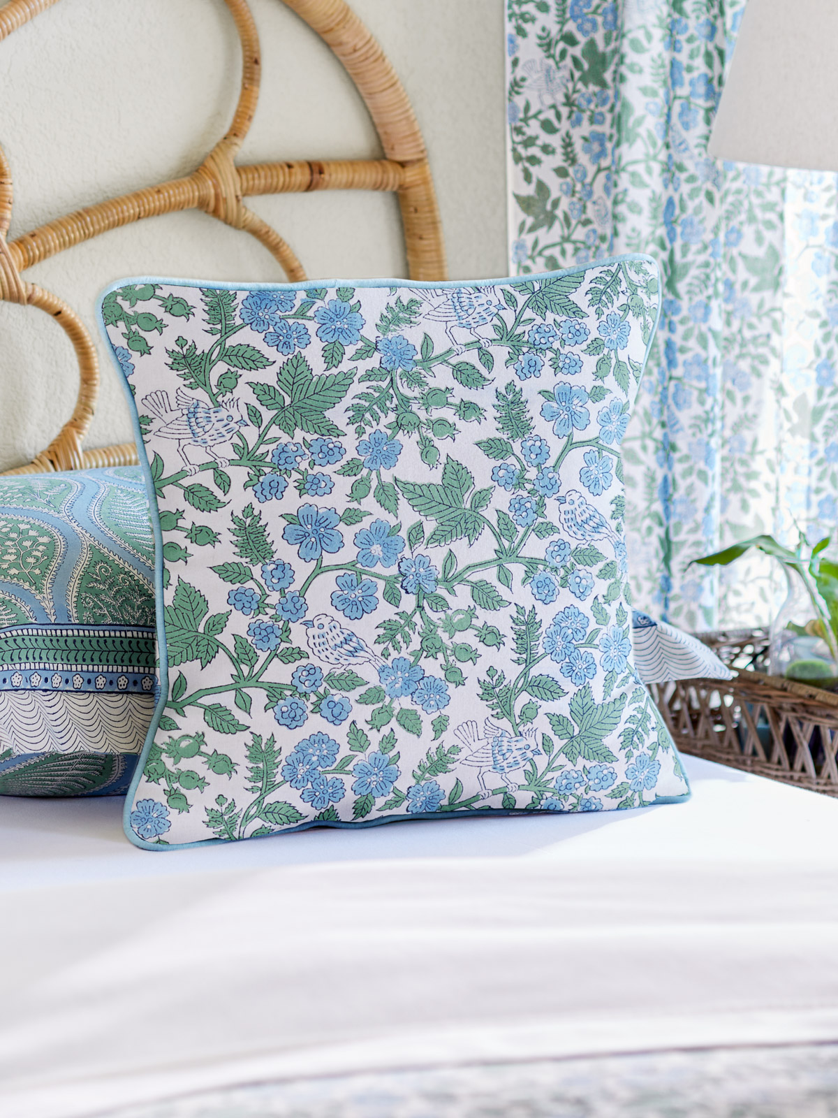 Woodland Ferns (CP) ~ Sage Green, White Throw Cushion Cover