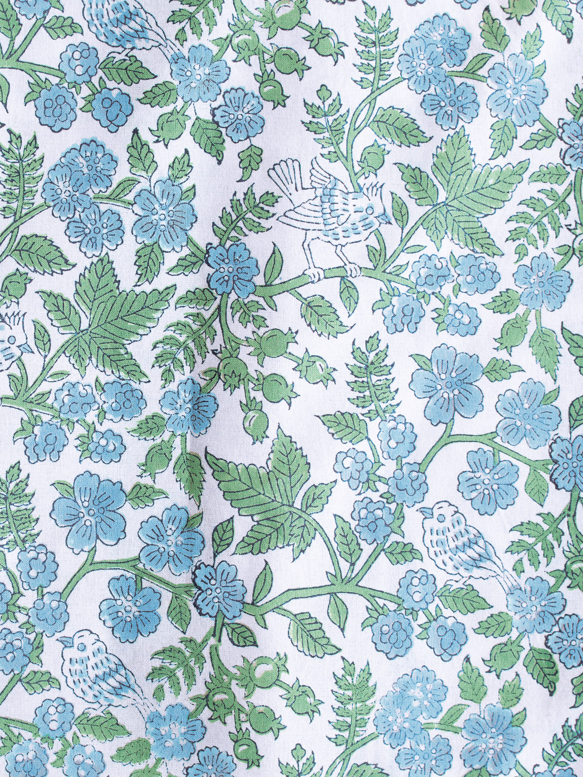 Woodland Ferns (CP) ~ Blue and Green Fabric With Botanical Print