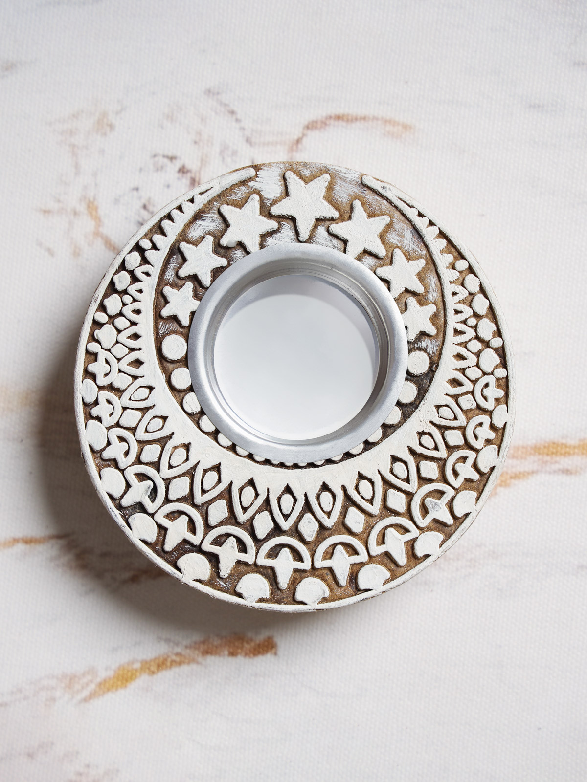 Ornament ~ Hand-Carved Wooden Tea Light Candle Holder