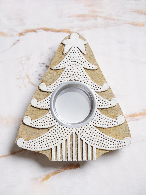 Yule Tree ~ Hand-Carved Wooden Tea Light Candle Holder