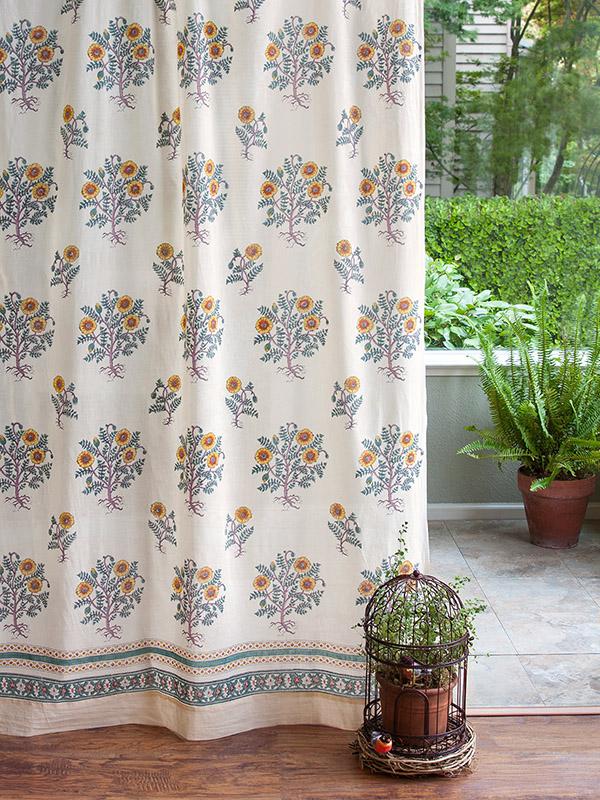 Wild Poppies ~ Botanical French Country Sheer Curtain Panel